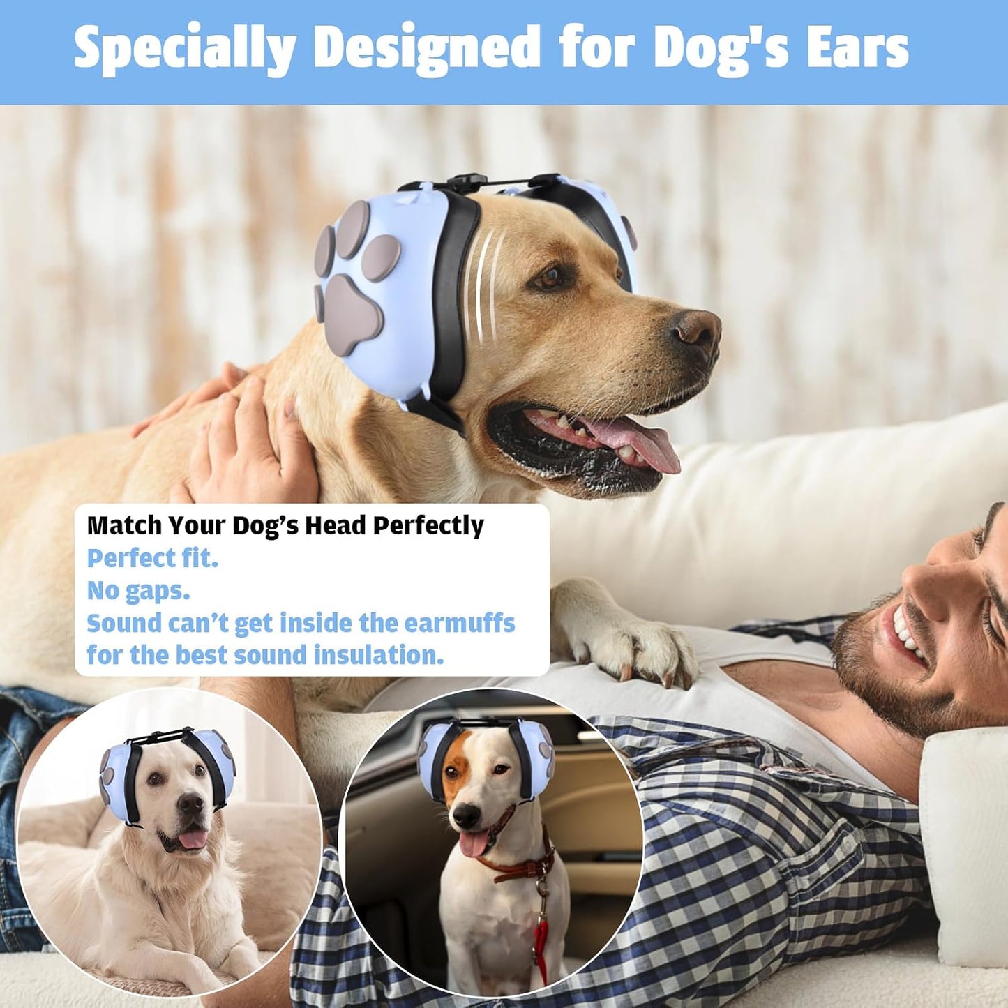 Famikako noise cancelling dog headphones showcasing the unique dog paw print exterior design.