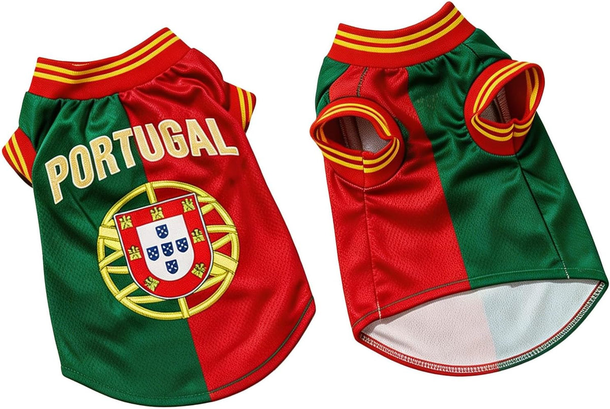 Premium sportswear pet costume packaged and ready for soccer fan gifts.