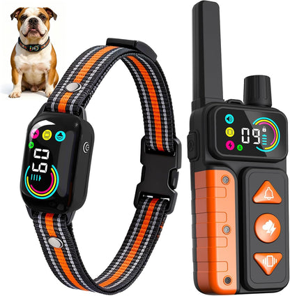 Tallentrol 2-in-1 dog bark and shock training collar front view showing digital remote control display screen.