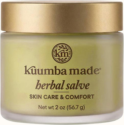 Kuumba Made Herbal Salve front view of the two ounce jar for dry skin relief