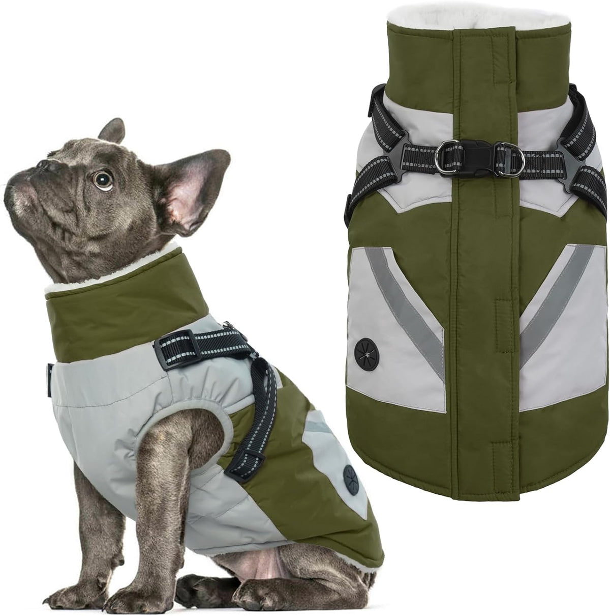 IECOii Dog Coat for Large Dogs, Orange, X-Large - Waterproof Winter Fleece Jacket with Harness, Turtleneck, Reflective Straps, Zipper Closure - Image 10