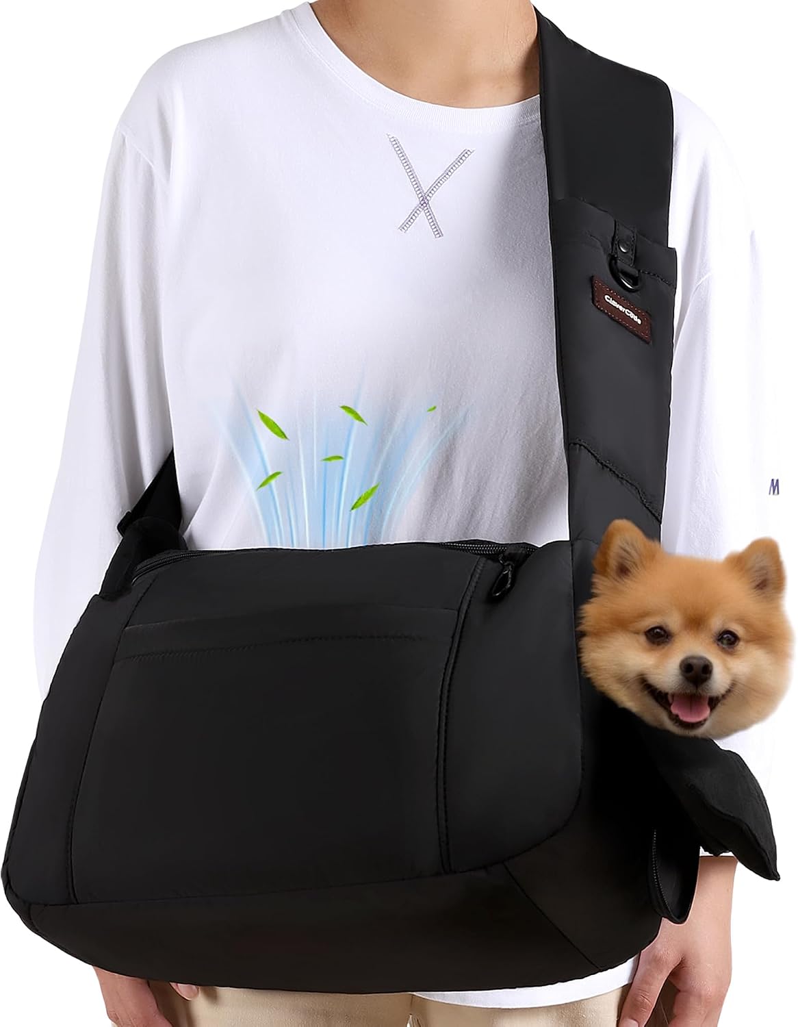 Dog Sling Carrier for Small Dogs & Cats up to 10lbs, Soft Puffy Lightweight Cat Sling Carrier with Adjustable Padded Shoulder Strap & Storage Pocket for Hands-Free Walking & Hiking Grey - Image 10