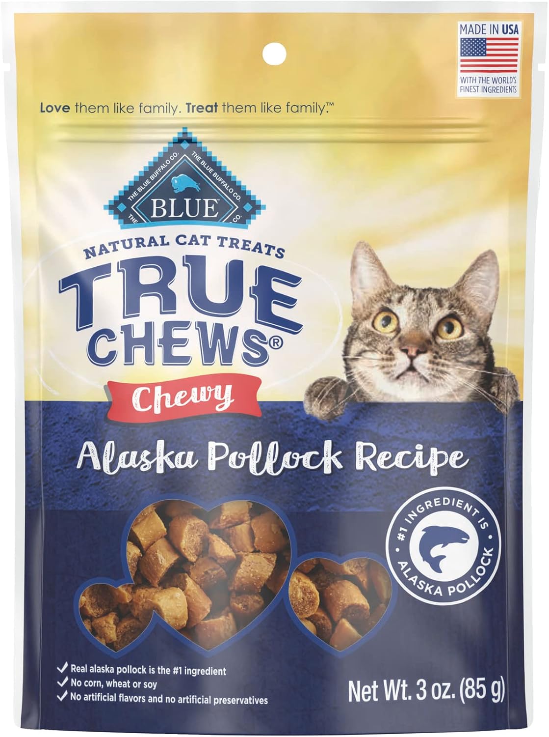 Blue Buffalo True Chews Natural Chewy Cat Treats, Made in the USA, Chicken Recipe, 3-oz Resealable Bag - Image 11