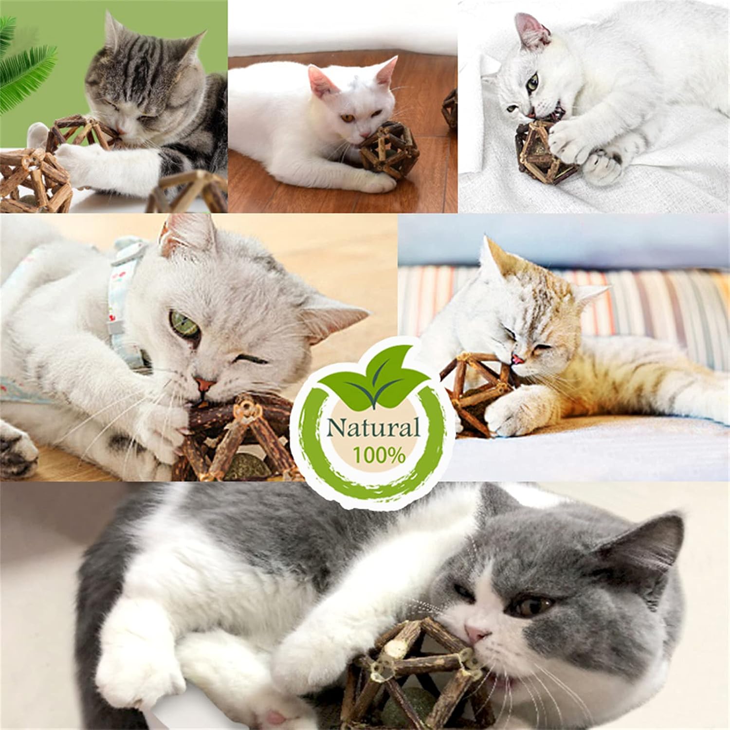 Two piece natural catnip and bell ball set