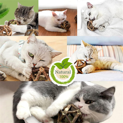 Two piece natural catnip and bell ball set