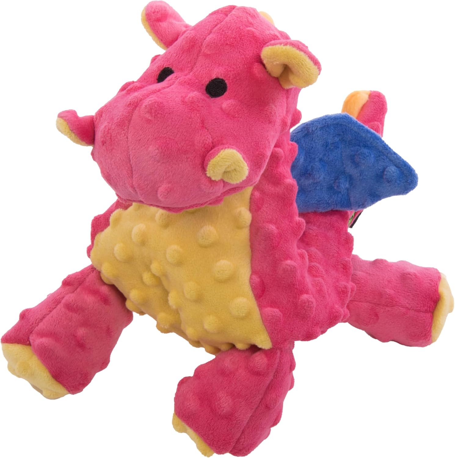 goDog Bubble Plush Dragon Squeaky Dog Toy front view coral large