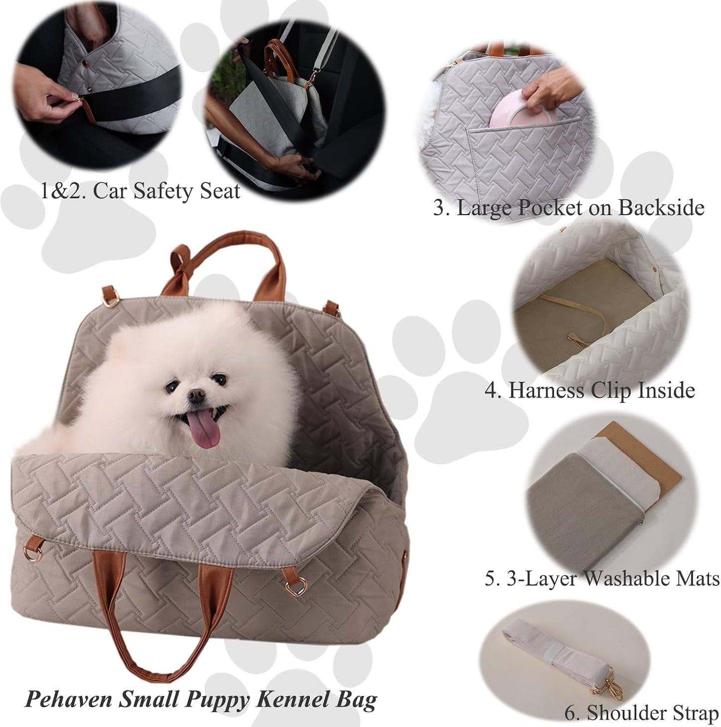 Interior view of pethaven pet handbag with harness clip