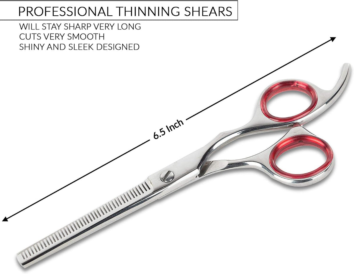 Close-up of Laazar 6.5 inch pet thinning scissors comb-tooth edge