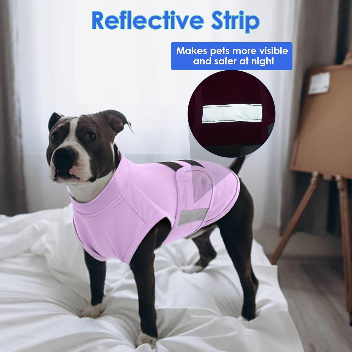 Adjustable dog anxiety calming wrap with hook and loop fasteners closeup