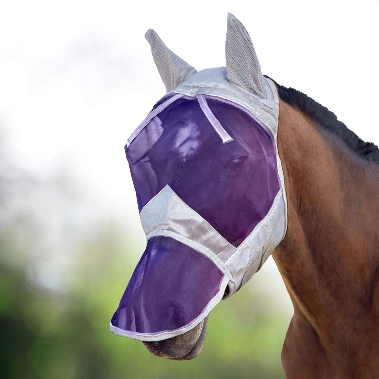 Harrison Howard CareMaster Horse Fly Mask Large Eye Space Long Nose with Ears Full Face Black Large Full Size - Image 15