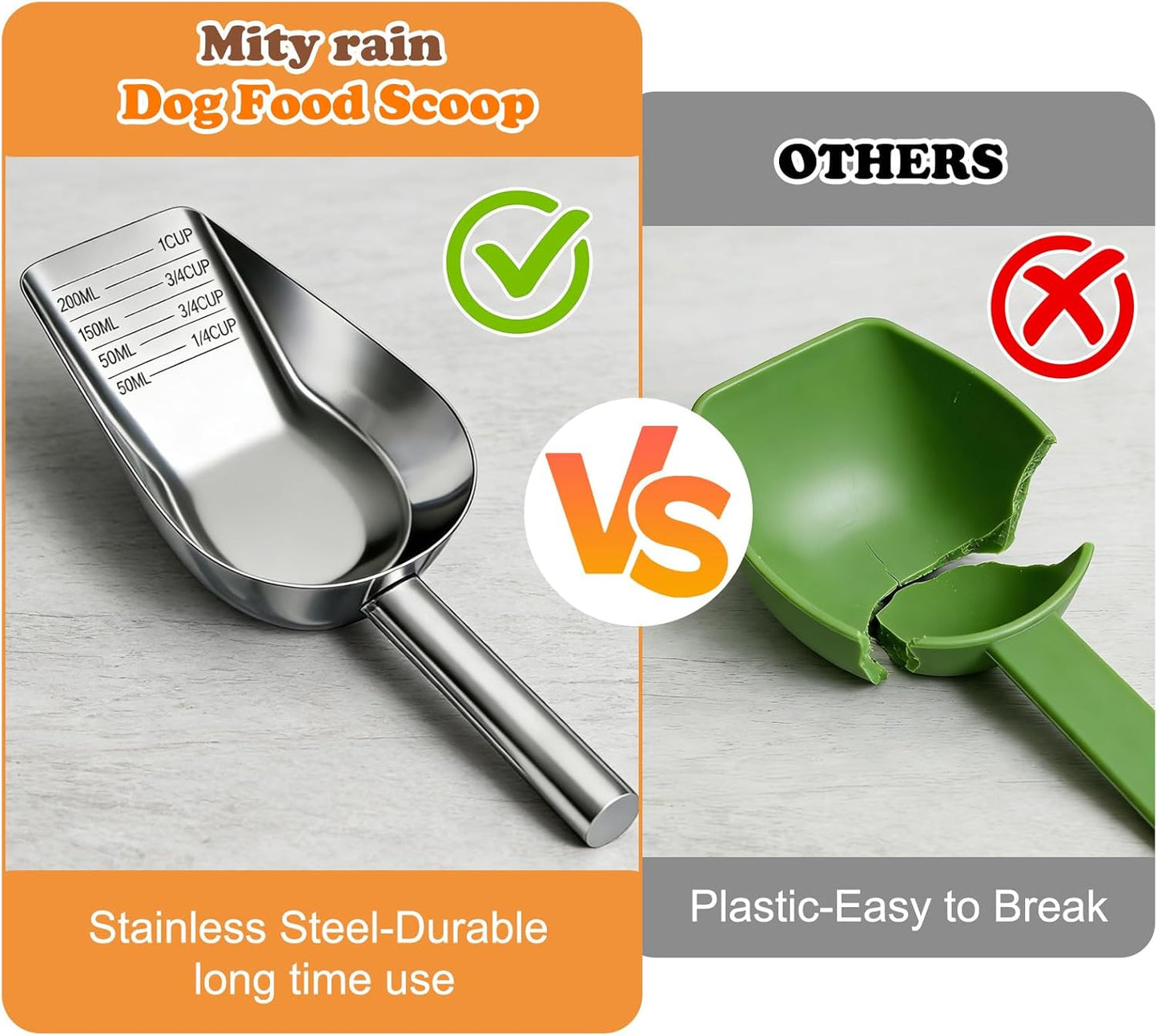 Top view of Mity Rain stainless steel measuring cup