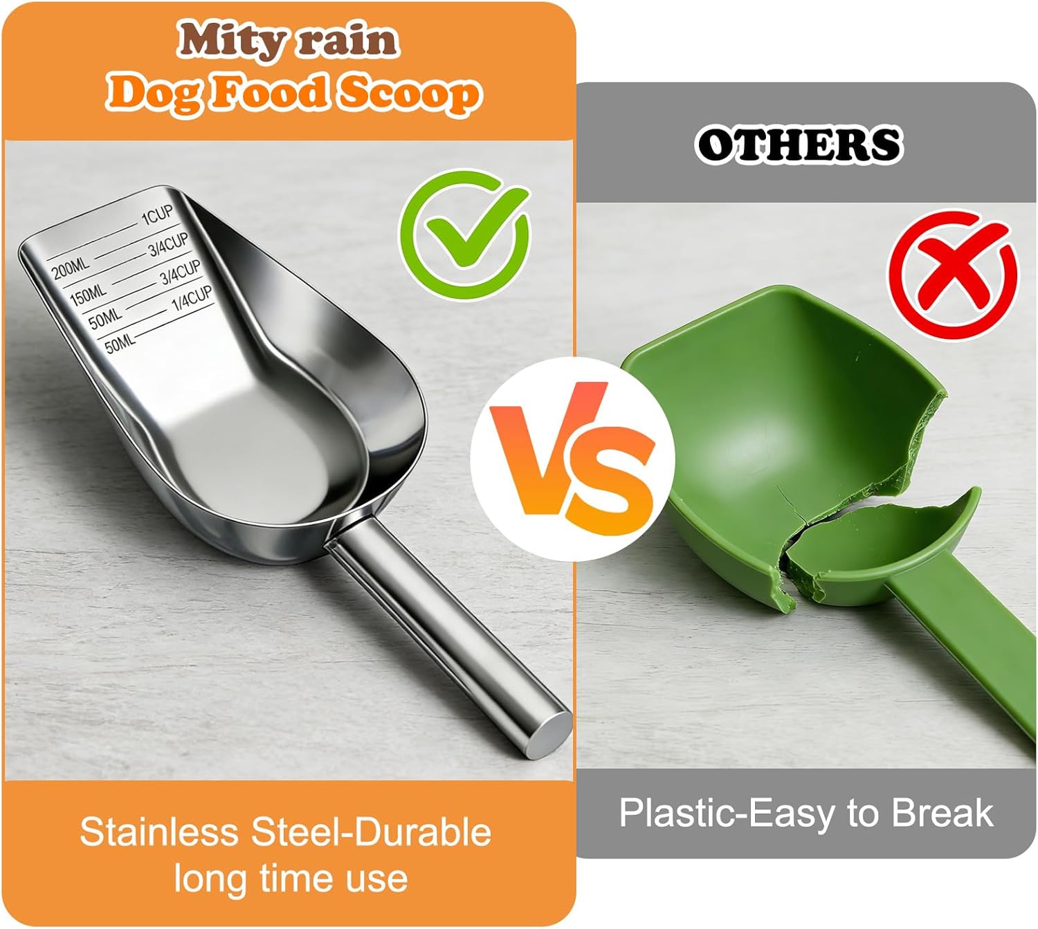 Top view of Mity Rain stainless steel measuring cup