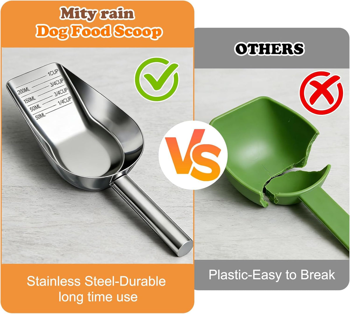 Top view of Mity Rain stainless steel measuring cup
