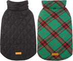 Folded Kuoser reversible dog jacket demonstrating compact storage
