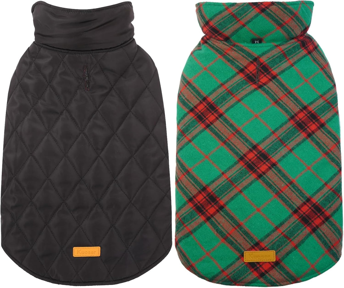 Folded Kuoser reversible dog jacket demonstrating compact storage