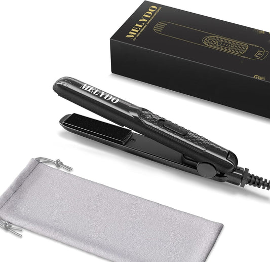 Melydo Mini Flat Iron black ceramic travel straightener front view
