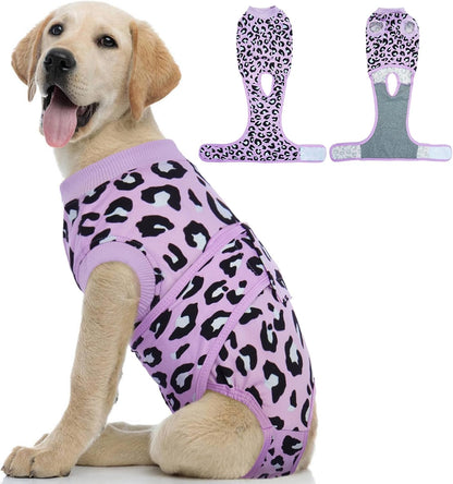 Kuoser Dog Recovery Suit for Dogs After Surgery,Professional Surgical Onesie for Female Male Dogs Spay Neuter,Soft Dog Surgery Suit Bodysuit for Abdominal Wounds Skin Disease,Purple Leopard XL - Image 10