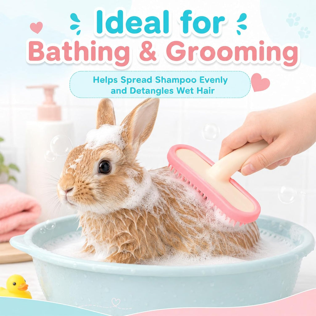 Two piece pink small pet brush set
