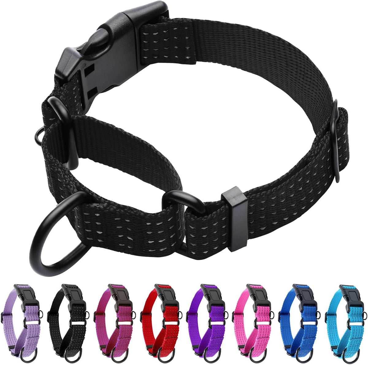 Martingale Dog Collar, Reflective No Pull Training Collar with Quick Release Buckle & USA Flag, Heavy-Duty Nylon, Adjustable for Small Medium Large Dogs (L,Red with Flag - Image 11