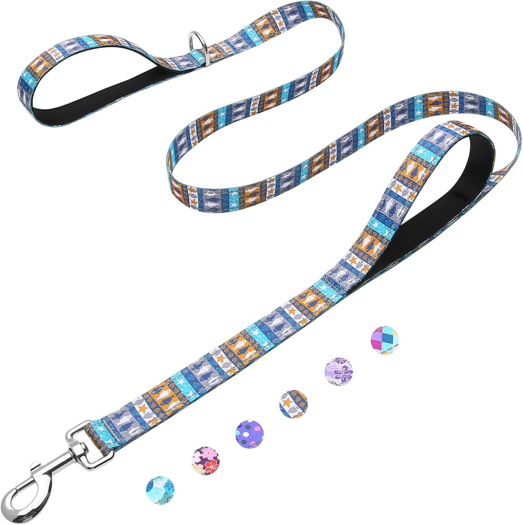 Reflective 6ft Dog Leash with Two Padded Handles, Heavy Duty Strong Nylon Pet Leash with Soft Neoprene Handle for Small Medium Large Dogs, Colorful Geometric - Image 10