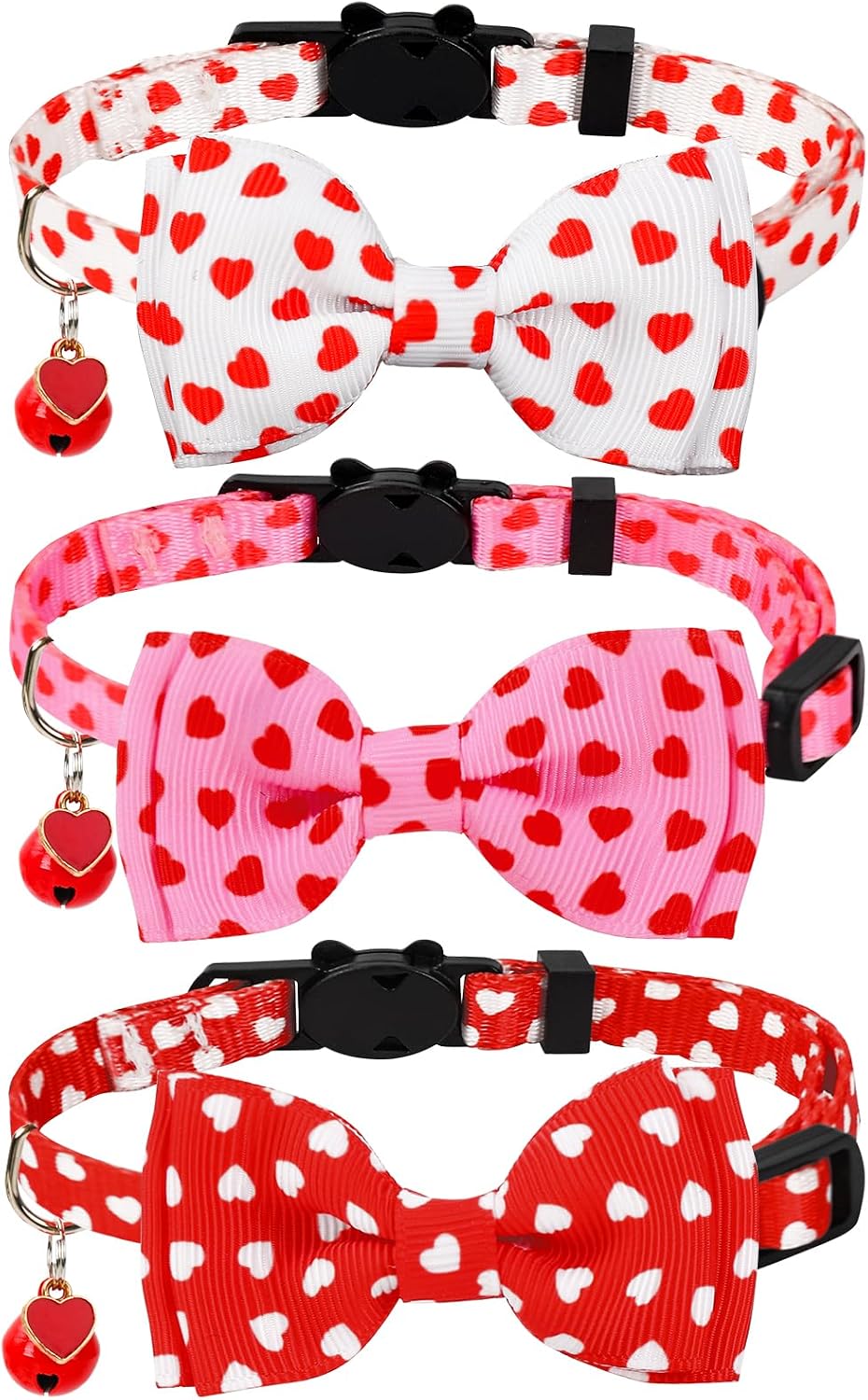 Full lifestyle display of the three breakaway pet collars highlighting the vibrant tribal patterns.