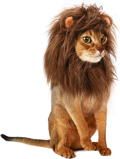 Onmygogo Lion Mane Wig for Cats and Dogs, Funny Pet Cat Costumes for Halloween Christmas, Furry Pet Clothing Accessories - Image 9