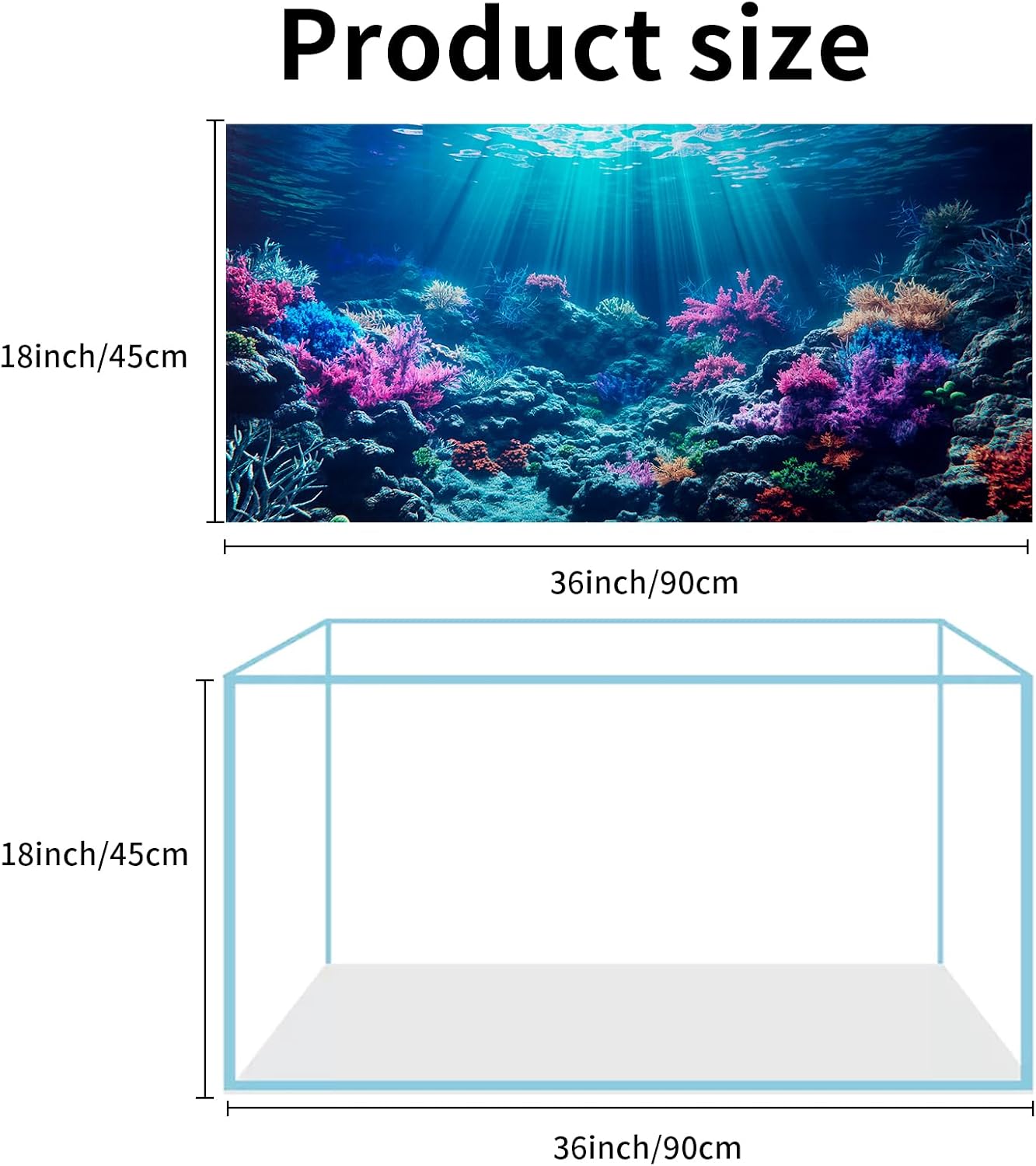 COMSUN polyester cloth fish tank background showing the sunshine and rock aquatic plant pattern.