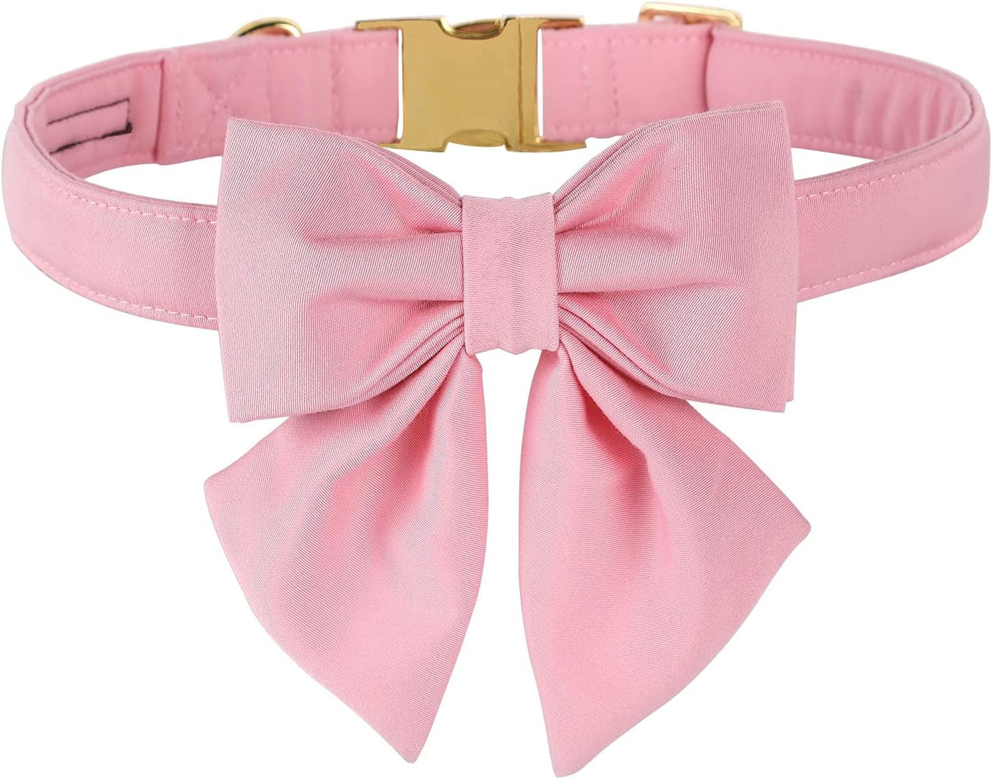 M Maca Bates cherry pink dog collar with sailor bow tie front view