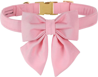 M Maca Bates cherry pink dog collar with sailor bow tie front view