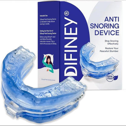 Difiney Anti Snoring Device blue mouthpiece front view for sleep apnea relief