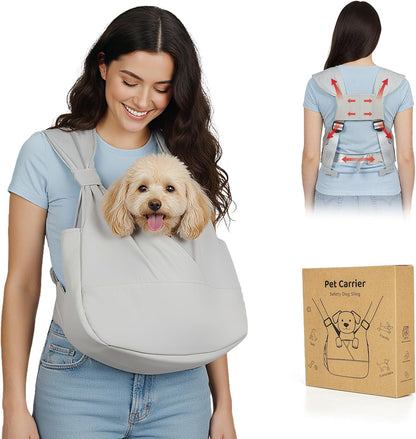 Dog Sling Carrier for Small Dogs with Bottom Support, Adjustable Pet Front Dog Carrier-Padded Strap Reducing Back Neck Pain, Anti-Anxiety Backpack for Travel Hiking Camping, Hands Free (Black,M) - Image 9
