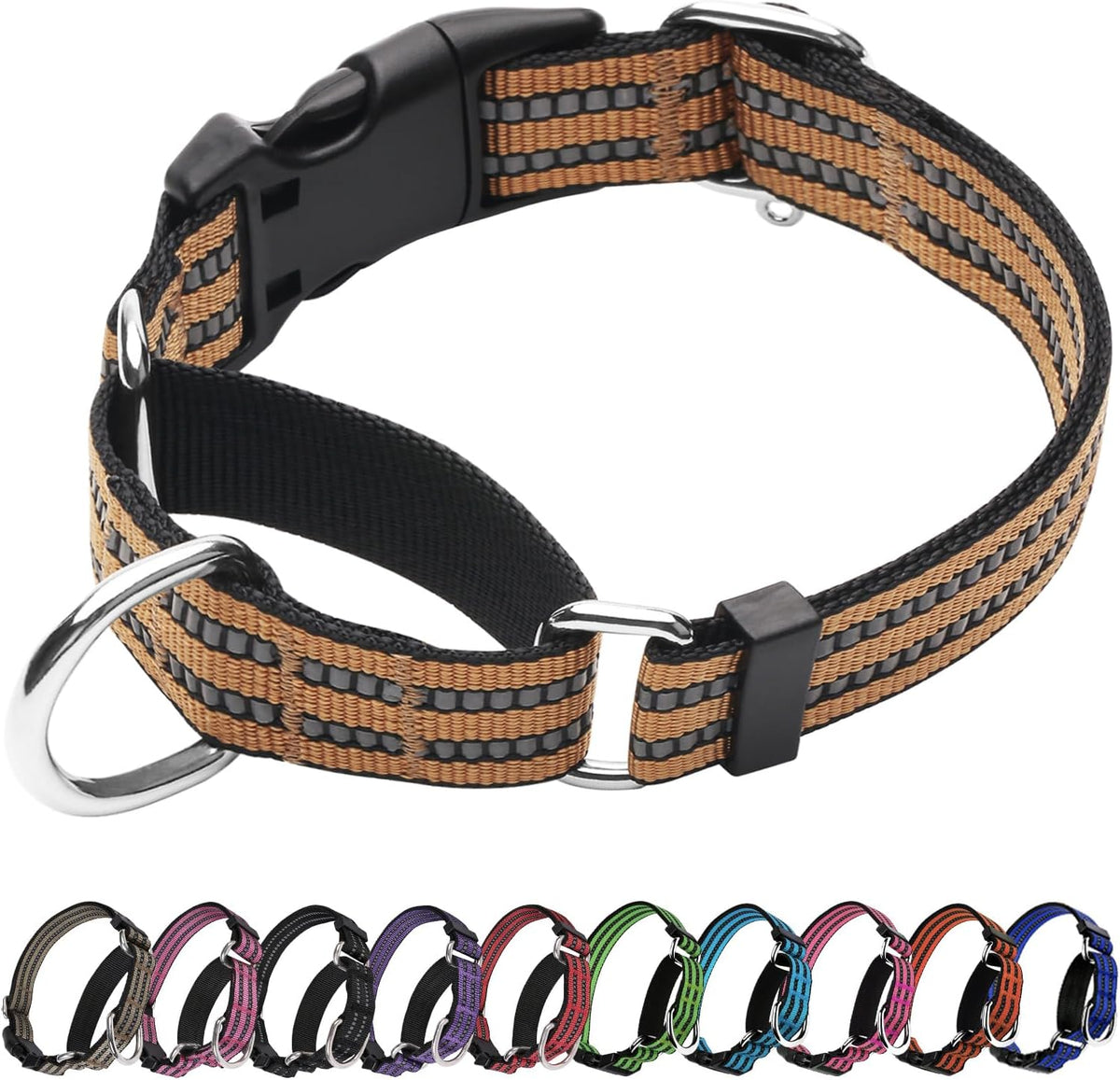 Martingale Dog Collar, Adjustable Nylon Reflective Collar with Quick Release Buckle, No Pull Dog Training Collars for Small Medium Large Dogs (Forest Green, Medium) - Image 12
