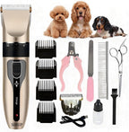 SIRUP rechargeable dog grooming kit front view showcasing the gold and black electric pet clipper.