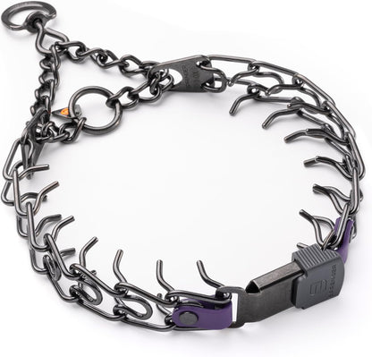 Authentic Herm Sprenger imported black stainless steel dog collar packaged for professional training.