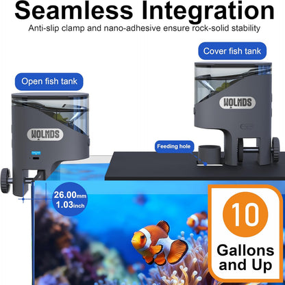 Dual-band WiFi smart fish dispenser showing 2.4G and 5G network compatibility icons