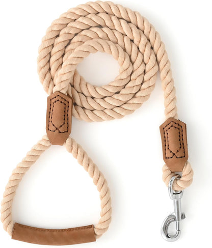 Mile High Life Dog Leash, Braided Cotton Rope Leashes with Leather Tailor Tip with Leather Tip - Heavy Duty Metal Clasp, 4FT, 1/2" Thick - Wedding, Walking Leash for Medium Large Dogs(Cream White) - Image 13