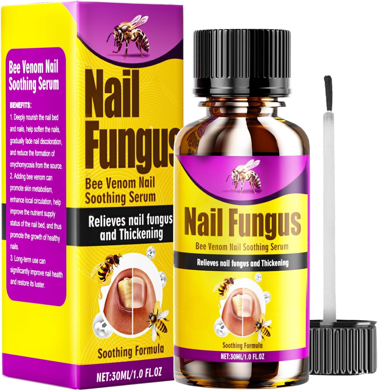 Bee Venom Toenail Fungus Treatment front view extra strength serum bottle
