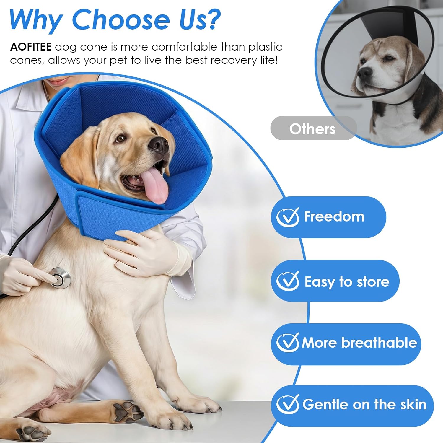 Premium imported AOFITEE soft canine cone side view