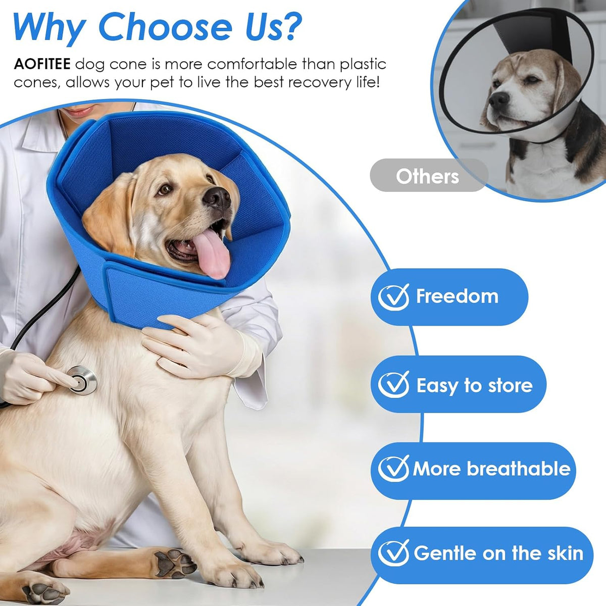 Premium imported AOFITEE soft canine cone side view