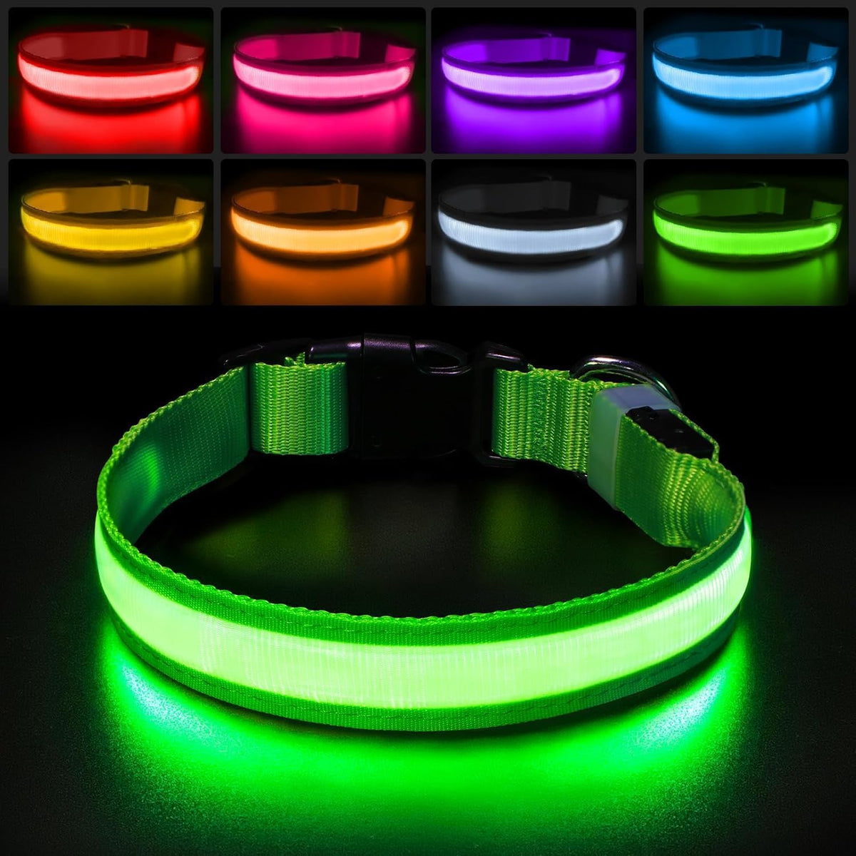 PcEoTllar Light up Dog Collar for Night Walking - LED Dog Collar Light Rechargeable Color Changing, Glow in the Dark Dog Collars Waterproof Glowing Dog Collars for Large Small Medium Dogs - Image 9