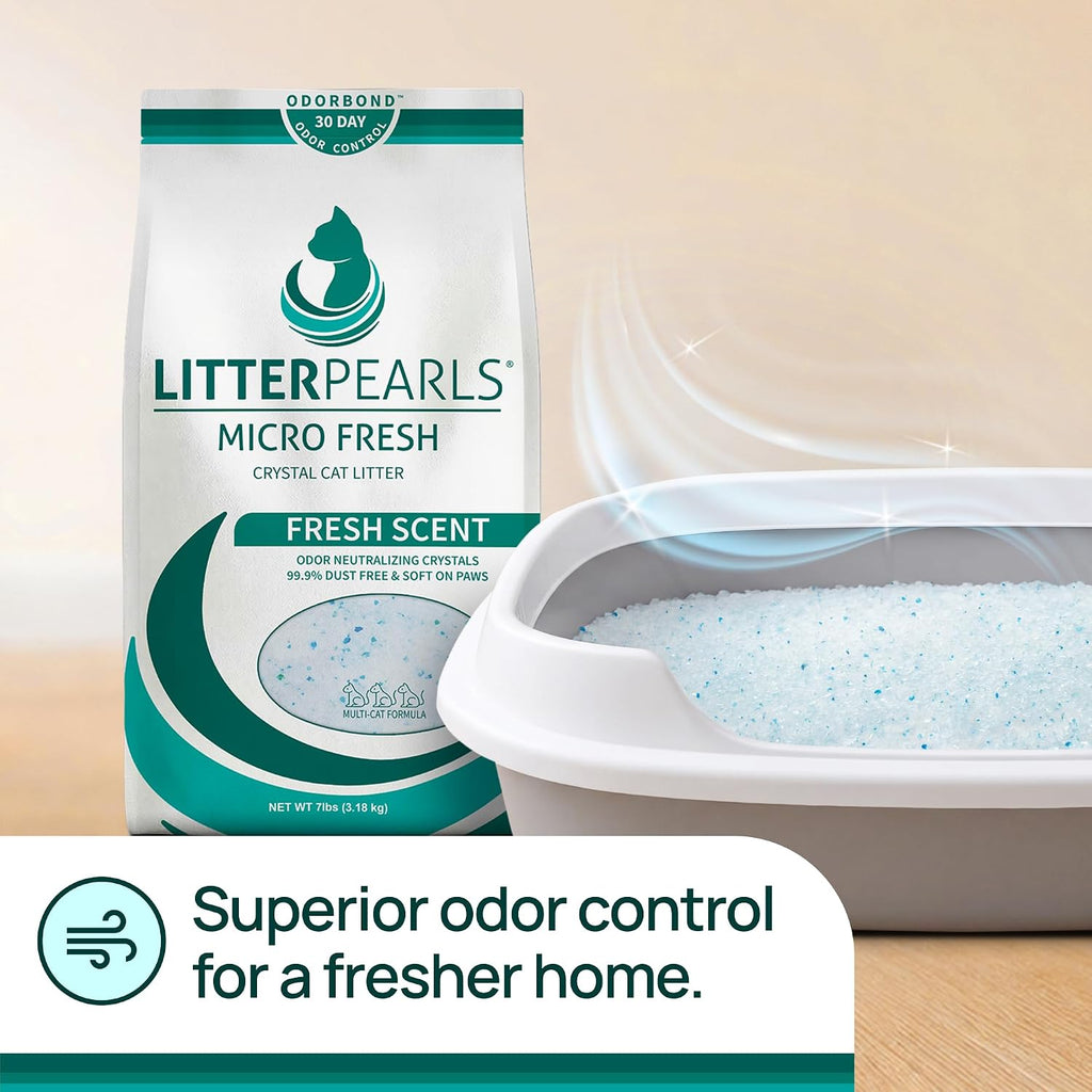 Side profile of Litter Pearls crystal cat litter bag