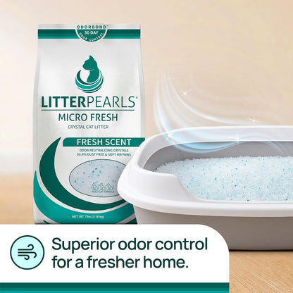 Side profile of Litter Pearls crystal cat litter bag