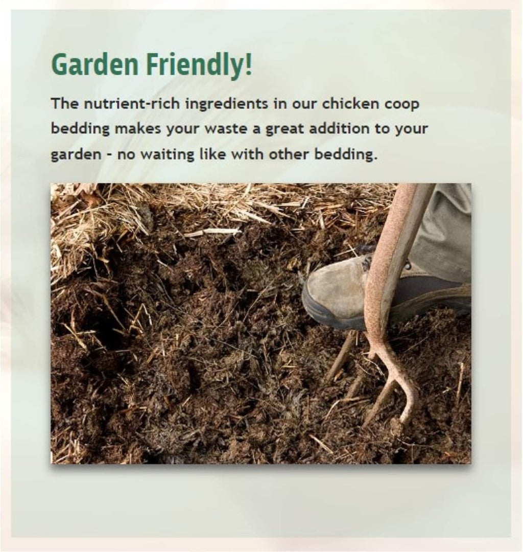 Poultry coop floor covered with natural absorbent bedding material