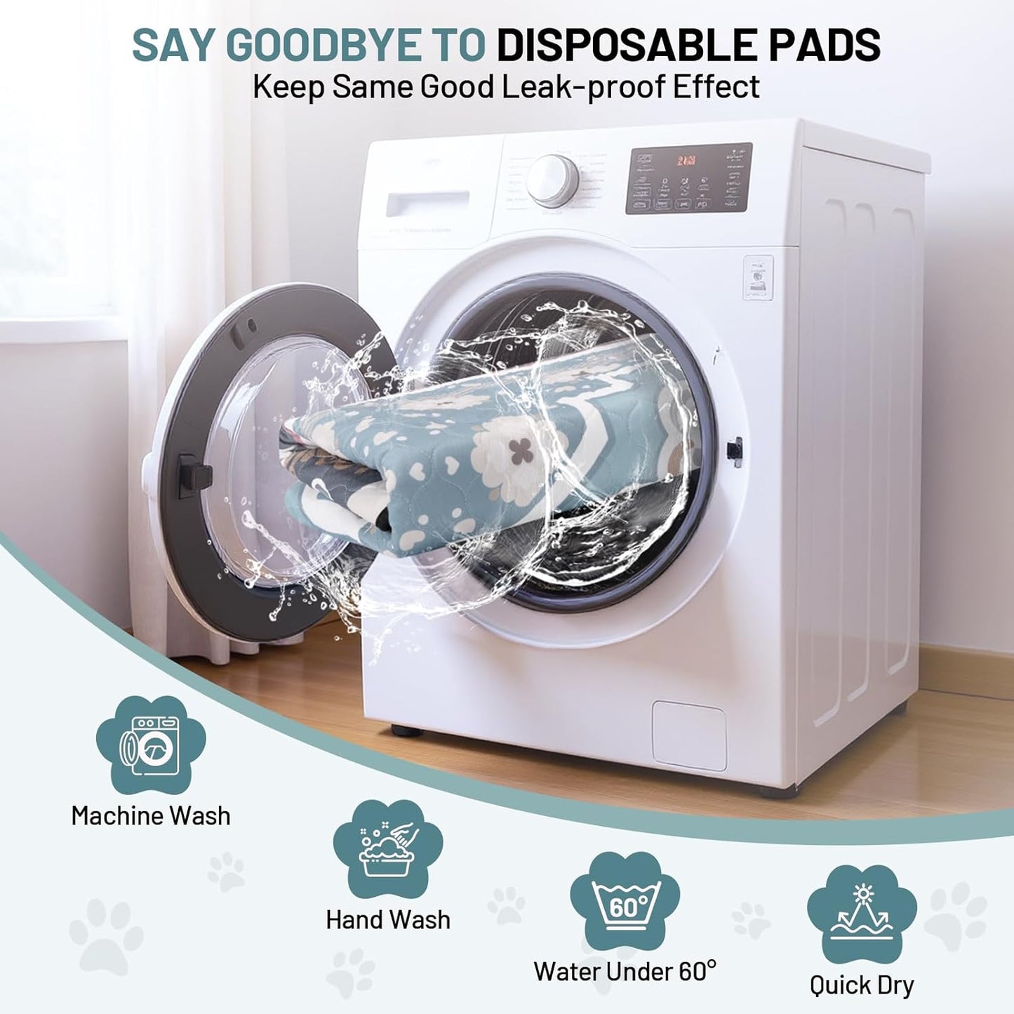 Two pack Bumubi absorbent puppy pads folded for travel