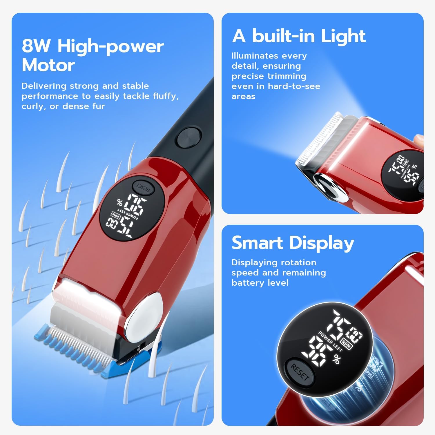 Mcbazel electric dog shaver accessories kit including multiple guide comb attachments