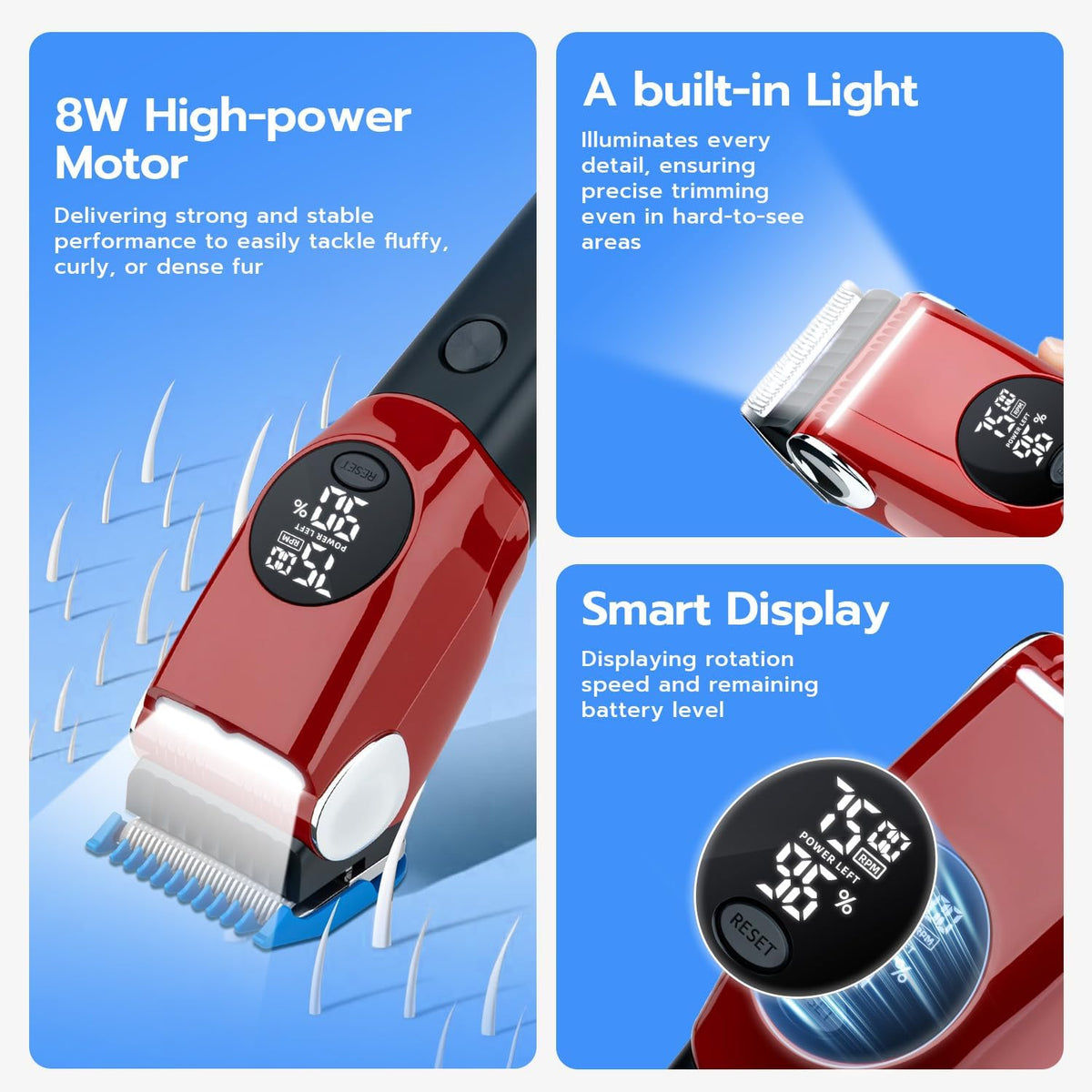 Mcbazel electric dog shaver accessories kit including multiple guide comb attachments