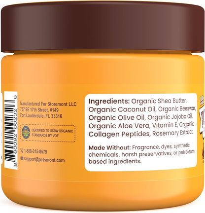 Petsmont Touch & Heal Organic Paw Balm for Dogs 2oz - Cream Lotion Protection Moisturizer Nose Natural Soother Hot Pavement Wax Dry Paws Cracked Butter Protectors Pad Snout Puppy Elbow Foot Pet - Image 9