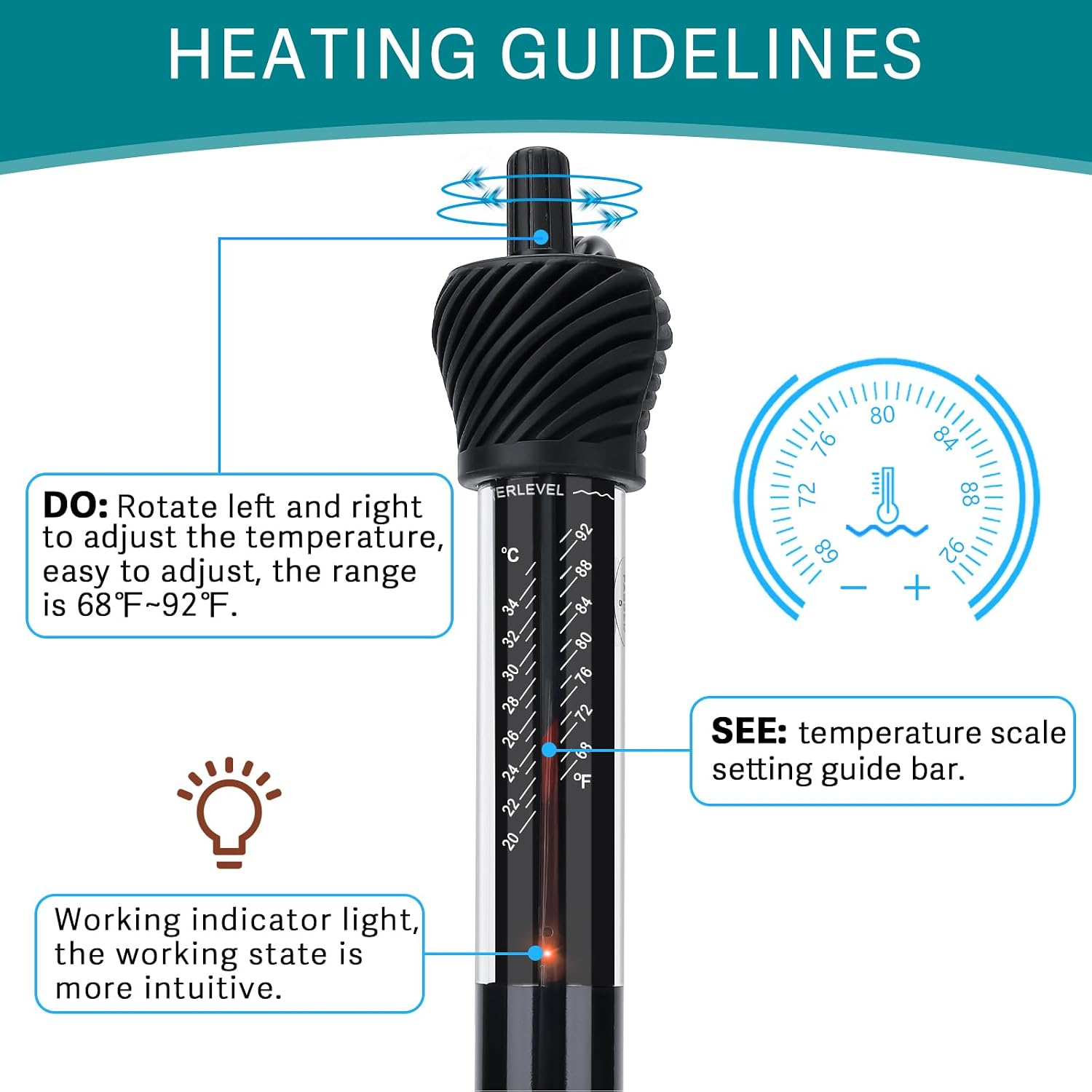 Hygger submersible heater installed in fish tank