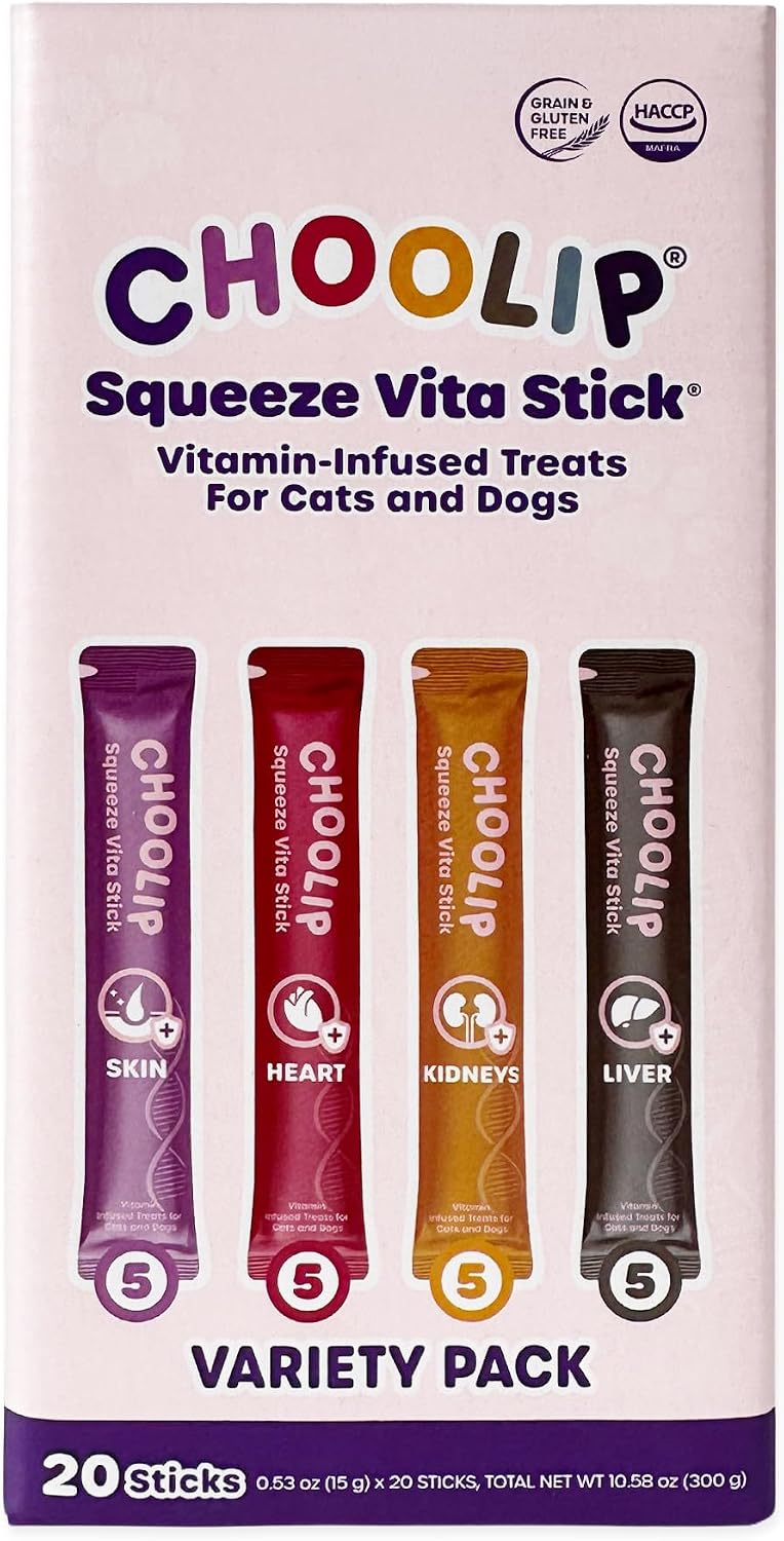 Choolip Squeeze Vita Stick Lickable Cat and Dog Treats - 49-Count Variety Pack - Real Meat Puree with Multivitamins for Total Pet Wellness - Grain-Free, High-Moisture, Vet-Formulated - Image 9