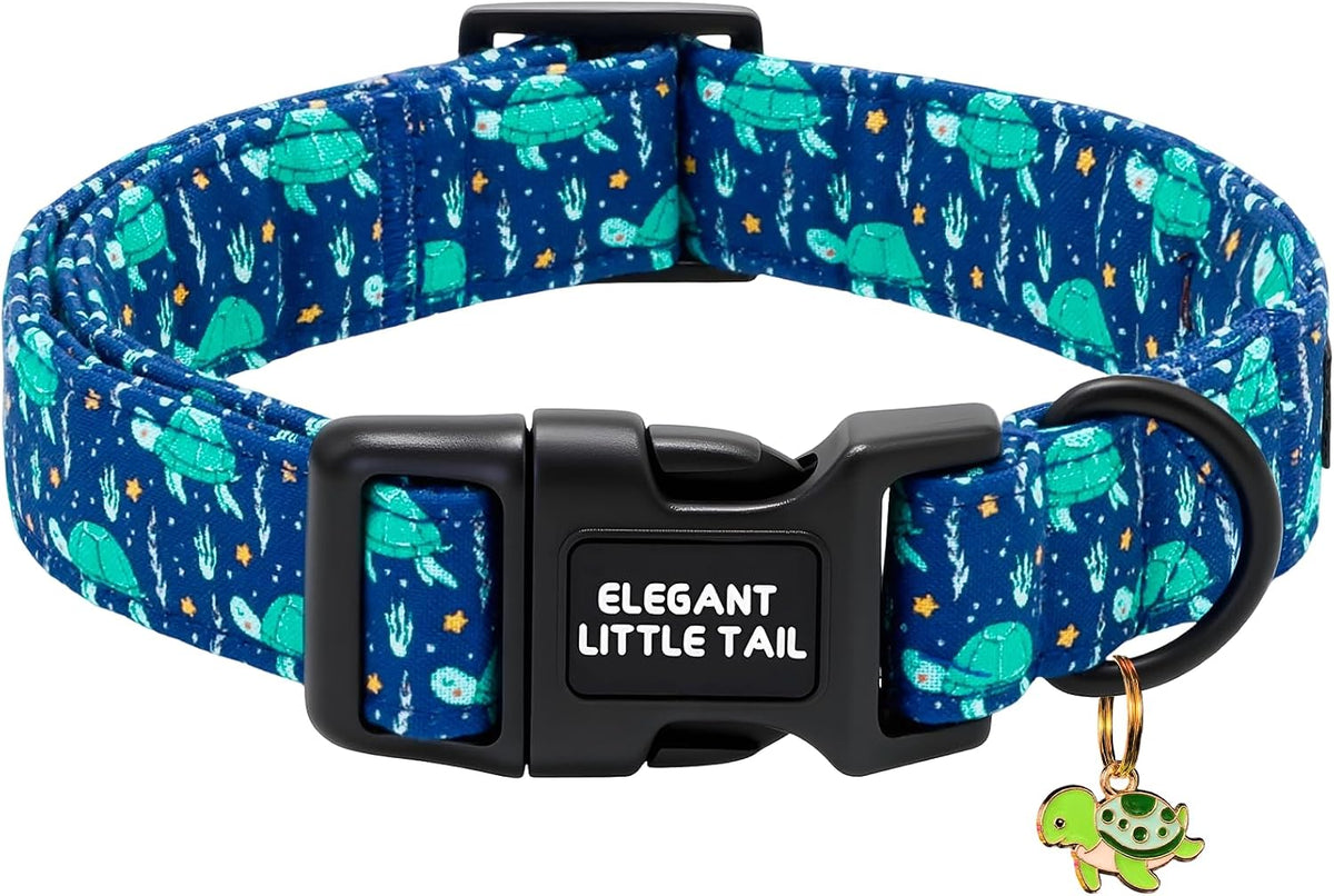 Elegant little tail Dog Collar, Cute Pink with Green Strip Pattern Pet Collars Soft Girl or Boy Adjustable Cotton Puppy Collar with Quick Release Buckle for Medium Dogs - Image 9